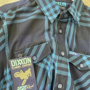 Mens Flannel Long Sleeve Large Moto Dixon 22 Blue